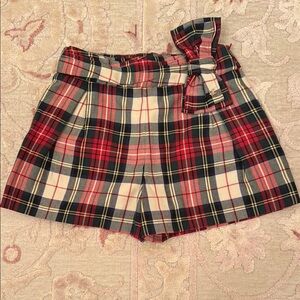 Tartan Plaid Girl’s Shorts with Bow Accent